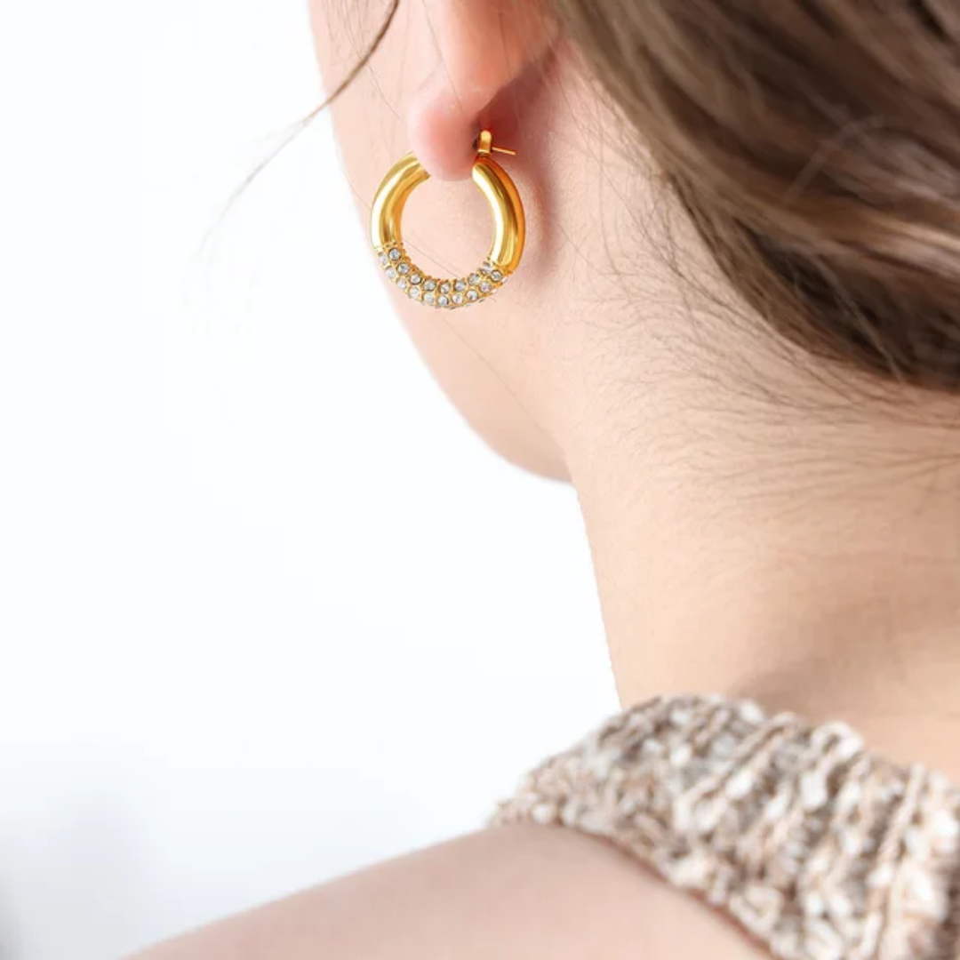 Aretes con Circonias en Acero Inoxidable