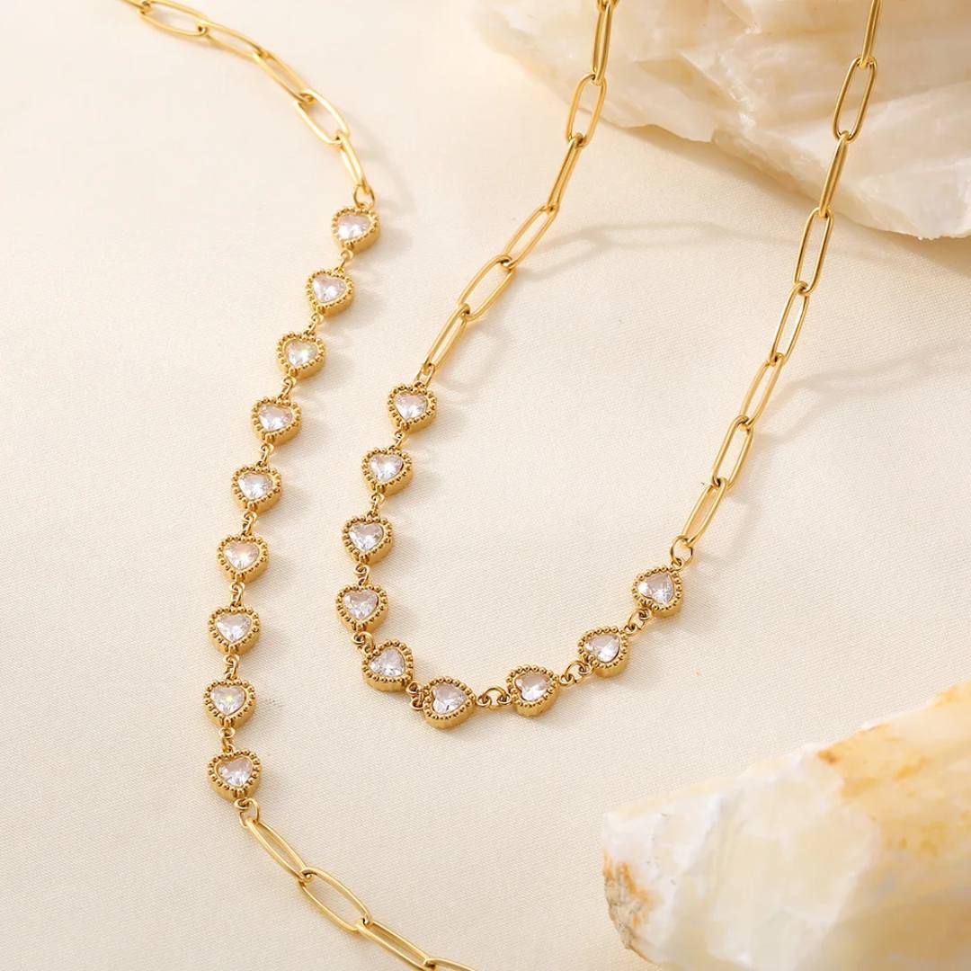Collar con Zirconias en Acero Inoxidable Chapado en Oro – Mujer – Golden Touch by Kanny