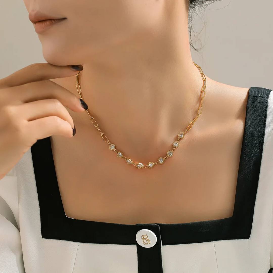 Collar con Zirconias en Acero Inoxidable Chapado en Oro – Mujer – Golden Touch by Kanny