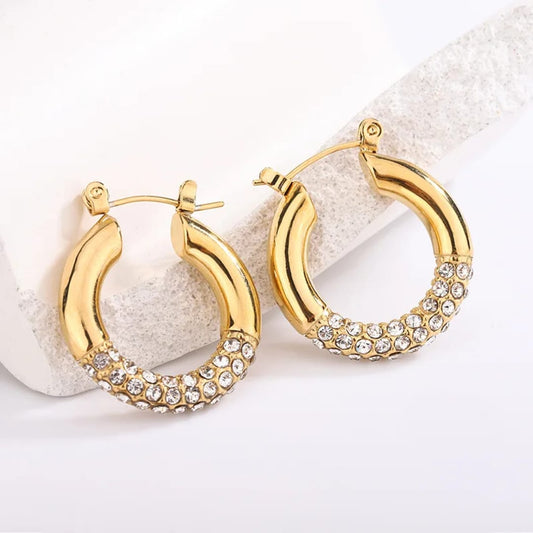 Aretes con Circonias en Acero Inoxidable