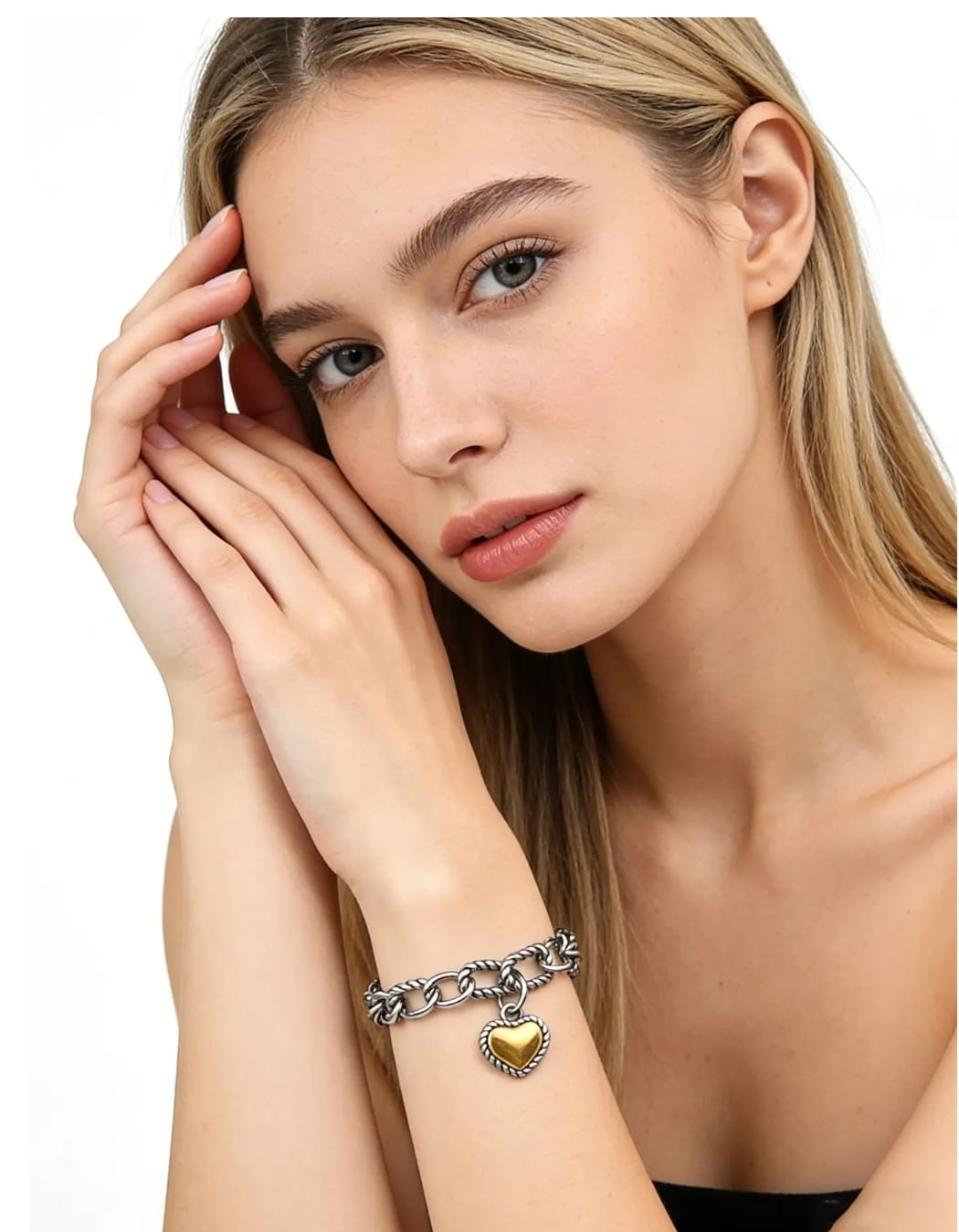 Pulsera con Dije de Corazón en Acero Inoxidable