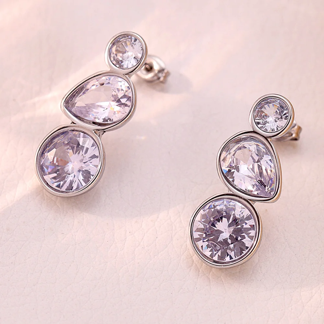Aretes con Cristales en Acero Inoxidable – Dorado/Plateado – Mujer – Golden Touch by Kanny